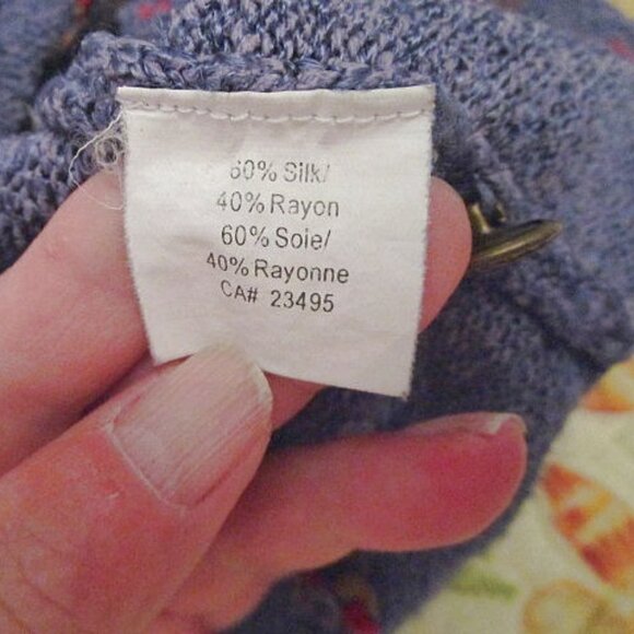 Icelandic Design Women's Silk Blend Cardigan Size L Embroidered Crop Artsy Boho - Picture 8 of 8